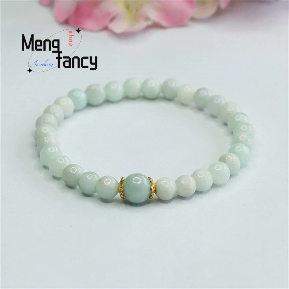 

Natural Myanmar A-goods Jadeite Round Beads Jade Bracelet Exquisite Elegant Charm High-grade Couple Fashion Jewelry Holiday Gift