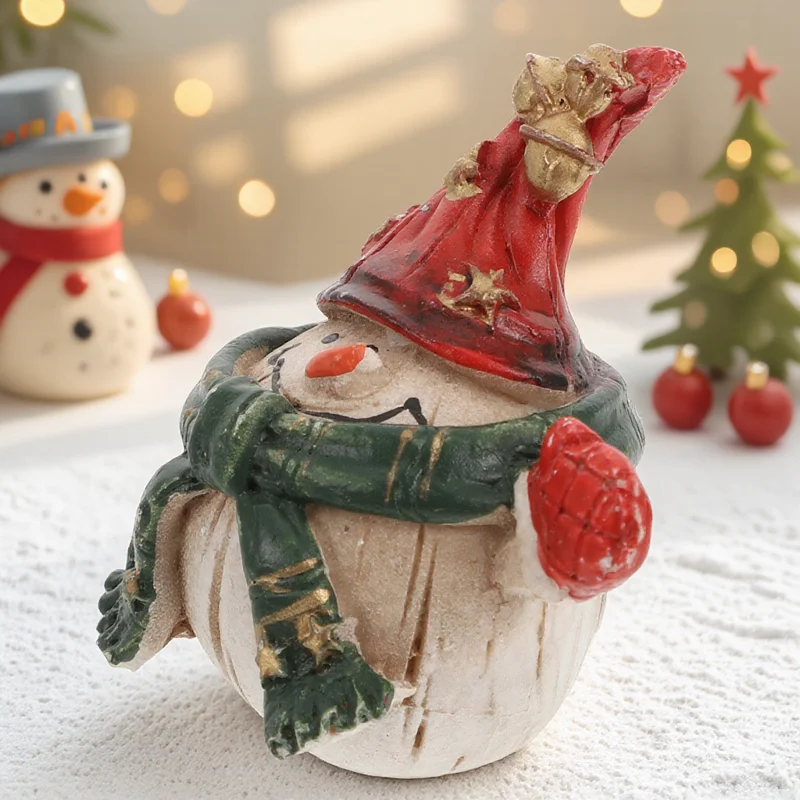 

Resin Snowman Ornament Delicate Home Decor Desktop Xmas Decoration Durable Craft Unique Adornment For Living Room Bedroom Office