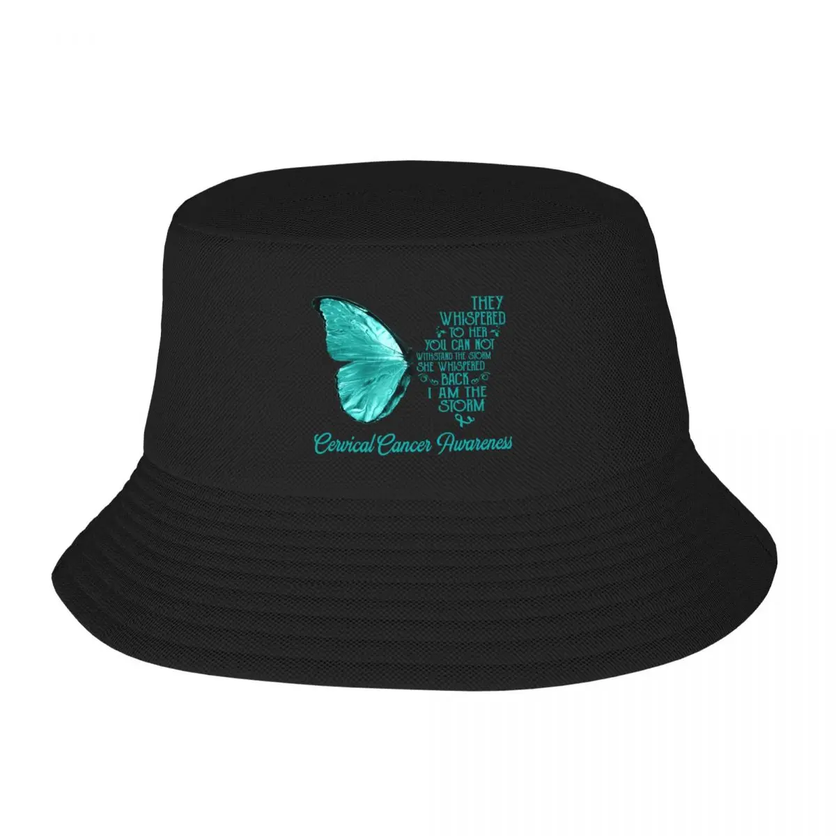 

New Butterfly I Am The Storm Cervical Cancer Awareness Bucket Hat Icon Fluffy Hat hard hat Women Hat Men's