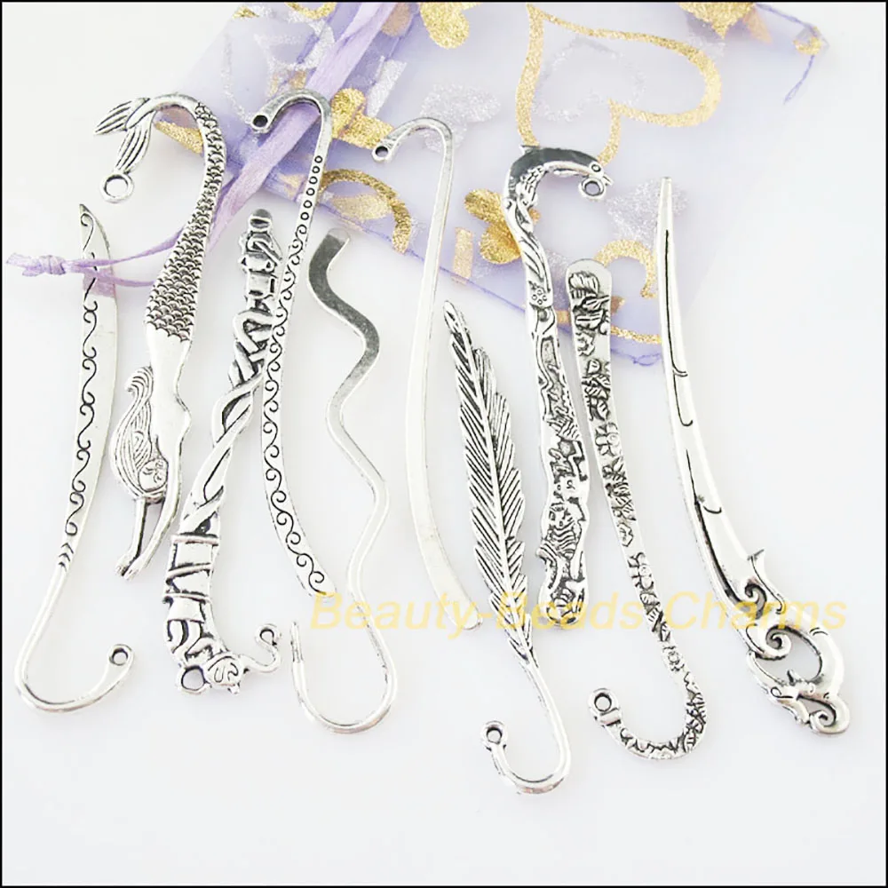 10Pcs Tibetan Silver Color DIY/ Bookmarks Mixed Charms Connectors