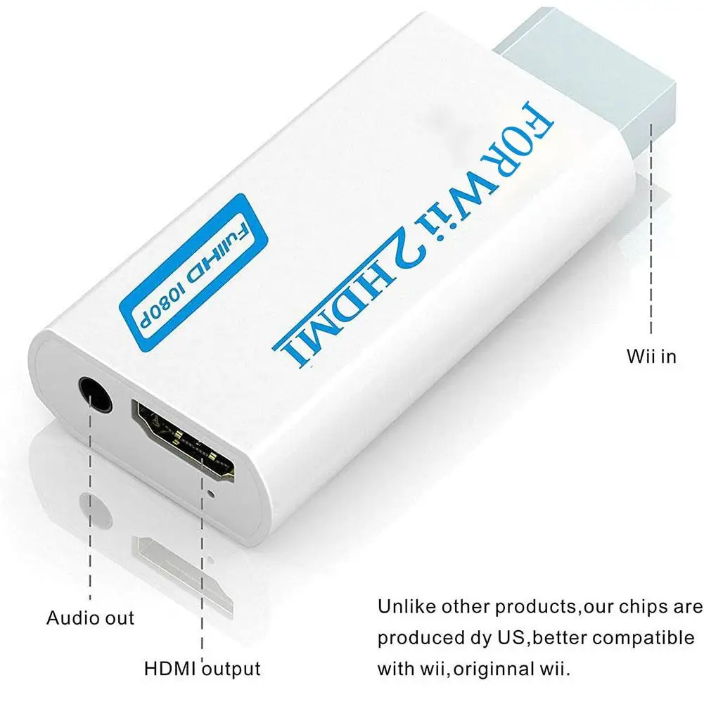 Full HD HDMI-Compatible Adapter For Wii Console Converter with 3.5mm Jack Audio Video Cable 720P For PC HDTV Monitor Display image 3