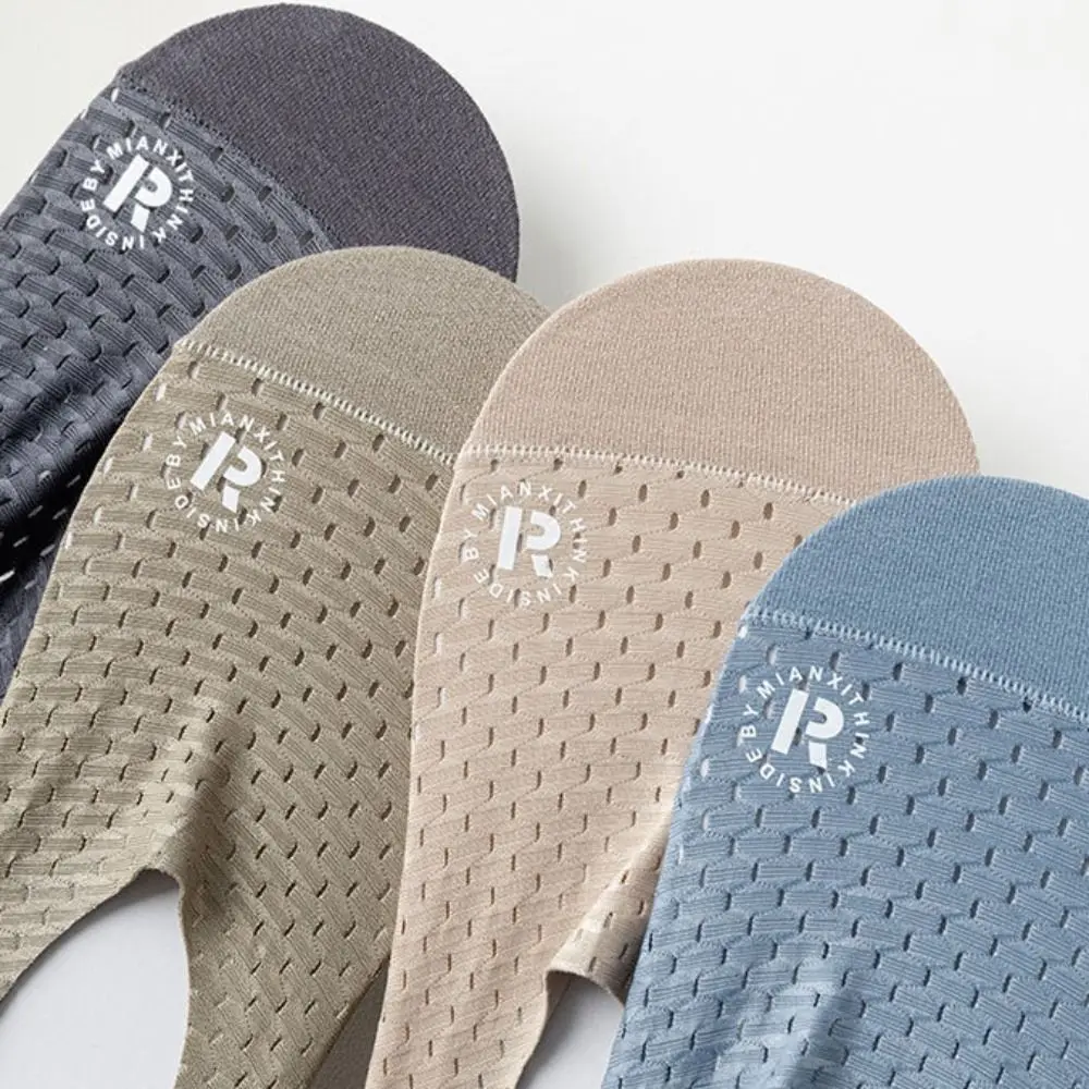 

Elastic Hollow Out Men Boat Socks Summer Anti Slip Ice Silk Ankle Socks Men Breathable Thin Invisible Mesh Socks Daily