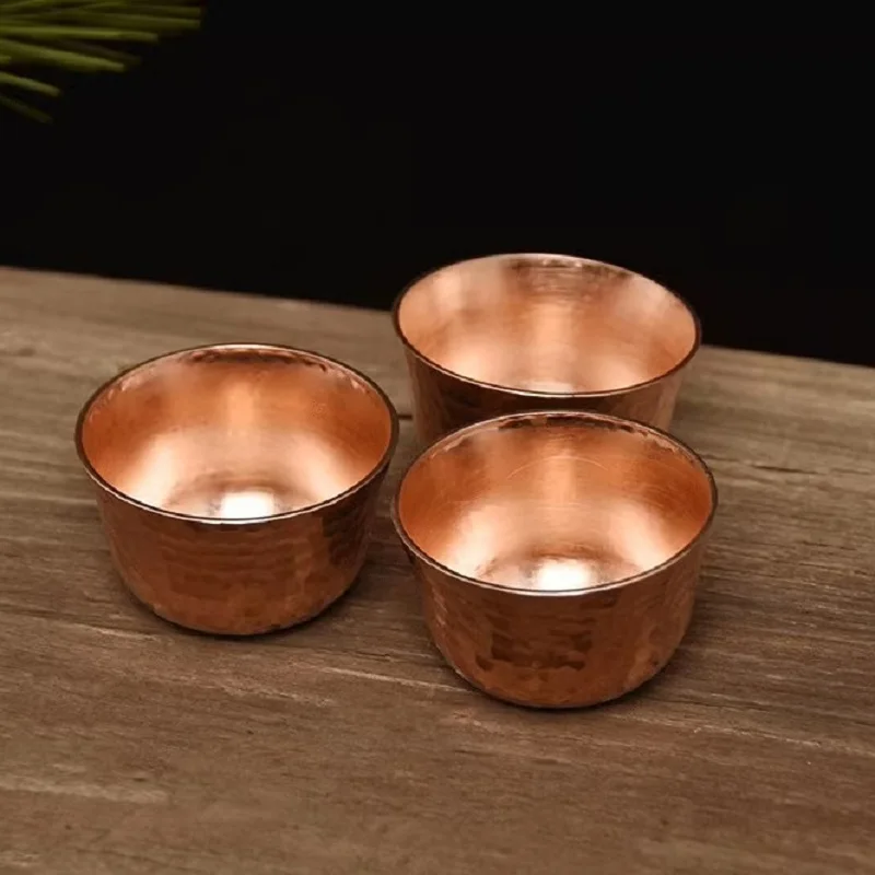 60ml pure purple copper Gongfu tea cup,single-layer thickened,hand-hammered dots,high-end gift,Chinese outdoor water cup/mug