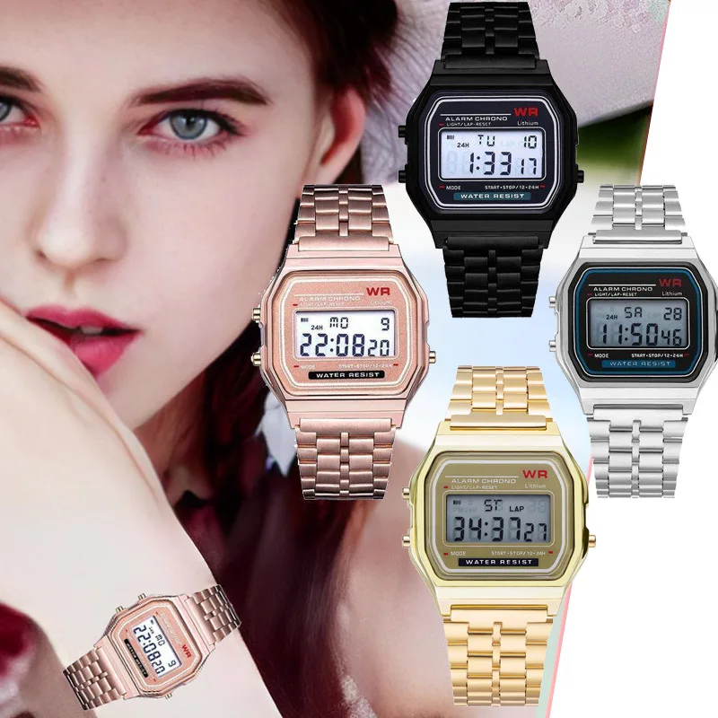 

F91W Silicone Strap Women's Steel Watch Waterproof Sports Military Watch LED Digital Wristwatches Ladies Men Couples Luminous