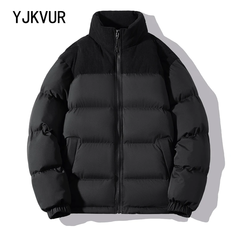 YJKVUR 2024 Winter New Oversize Unisex Ciepłe Grube Płaszcze Męskie Wysokiej Jakości Casual Fashion Bread Jacket Tops Plus Size