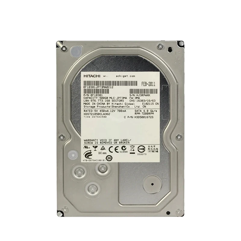 Hard Drive yang dibongkar asli untuk Hitachi HGST merek 500Gb 3.5 "HDD SATA 8-16m Desktop PC Disk Internal 5400-7200RPM (bekas)