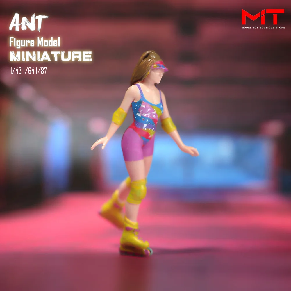 

Miniature Figurines 1/87 1/64 1/43 1/24 Roller Skating Beauty Girl Unpainted Painted Model DIY Creative Scene Figure Dolls Props
