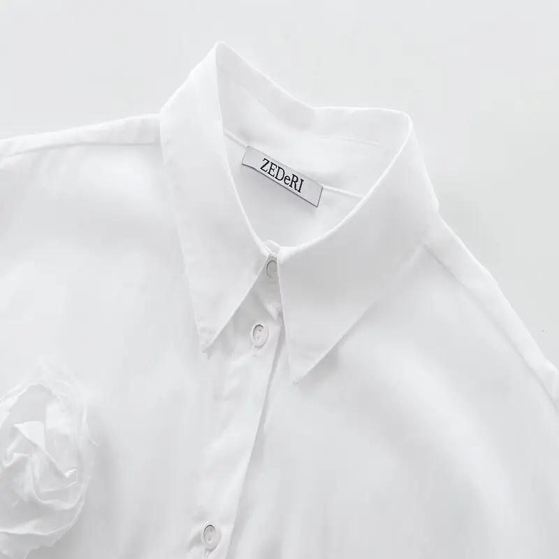 Csas de manga larga con cuello vuelto decoradas con flores texturizadas, blusa hoada a la moda para otoño e invierno, re...