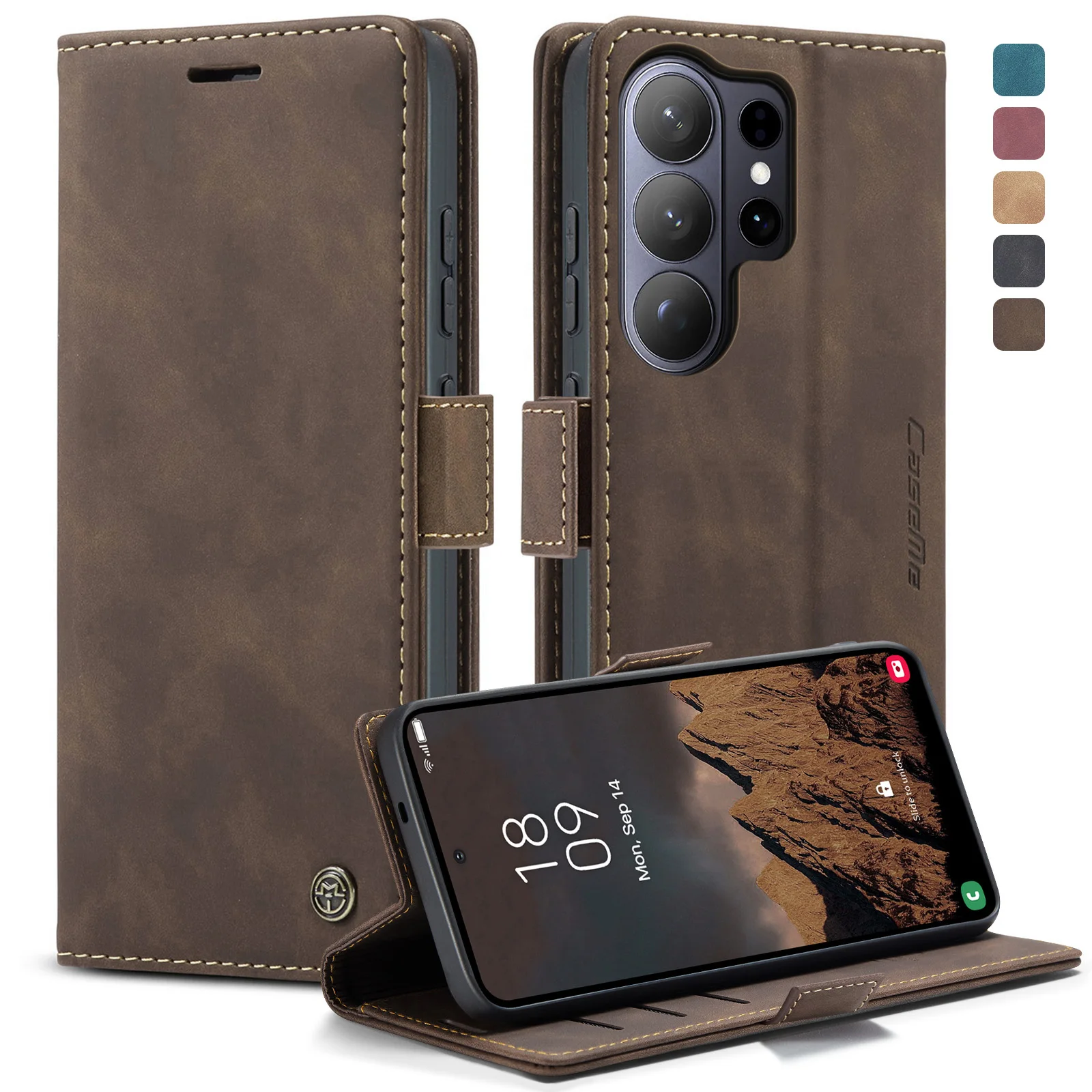 

CaseMe-013 Wallet Case For Samsung Galaxy S8 S9 S10 S20 FE S21 S22 S23 S24 S25 S26 Ultra Plus Magnetic Leather Card Holder Cover