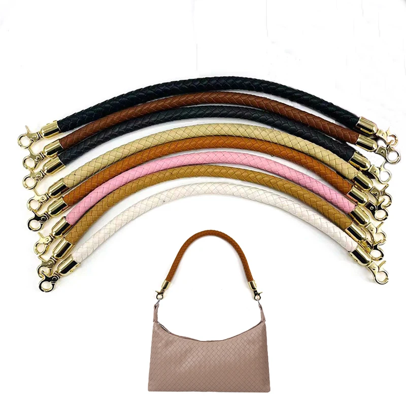 30/40/60cm PU Leather Braided Rope Handles for Handbags Shoulder Bag Strap DIY Bag Accessories For Bags Alloy Metal Hook Buckle