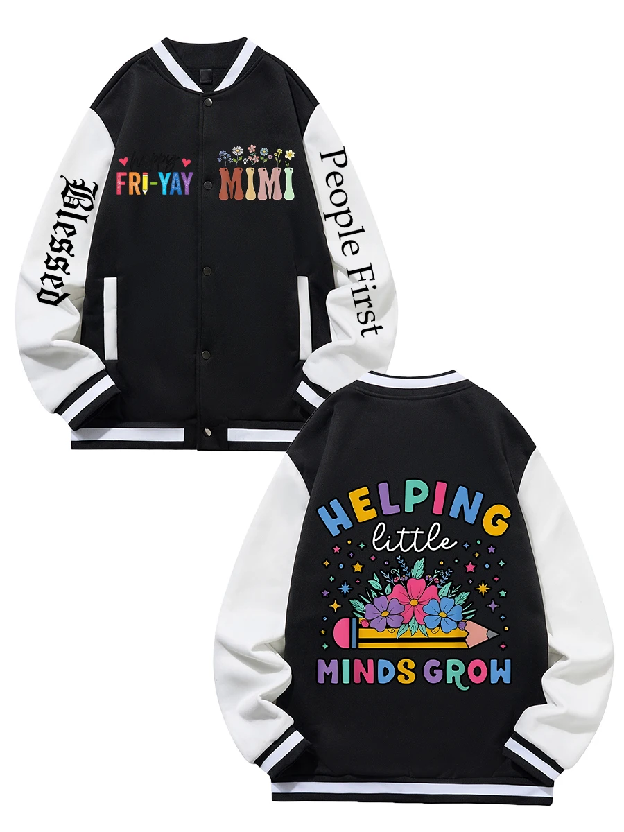 

Black Blue Green Double-sided Christmas Print XS-XXL Unisex Baseball Jacket Streetwear Coat Warm Fleece Soft Jacket