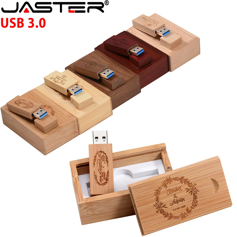 JASTER 30pcs/Lot USB Flash Drive 3.0 High Speed Maple wood/ bamboo Pen Drive 4GB 8GB 16GB 32GB 64GB128GB pendrive Free logo Gift