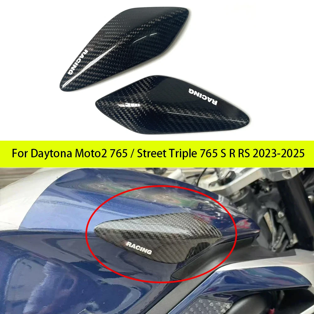 

Carbon Fiber Fuel Tank Protective Case Shell Decoration Sliders For Triumph Daytona Moto2 765 / Street Triple 765 R RS 2023-2025