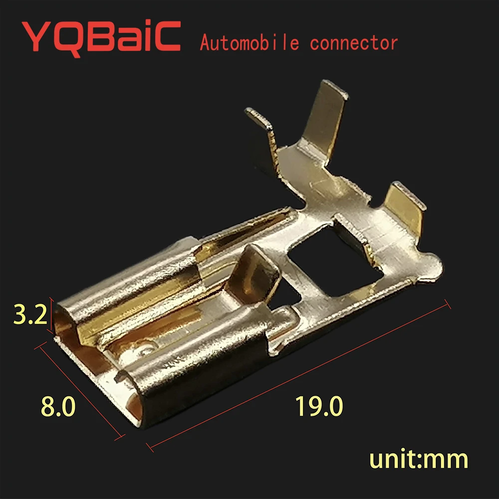 50-200Pcs 6.3mm Brass Crimp ,Molding Terminal Female Spade Connector H4 9003  Bend Angle Car Socket Pins DJ6211B-D6.3A