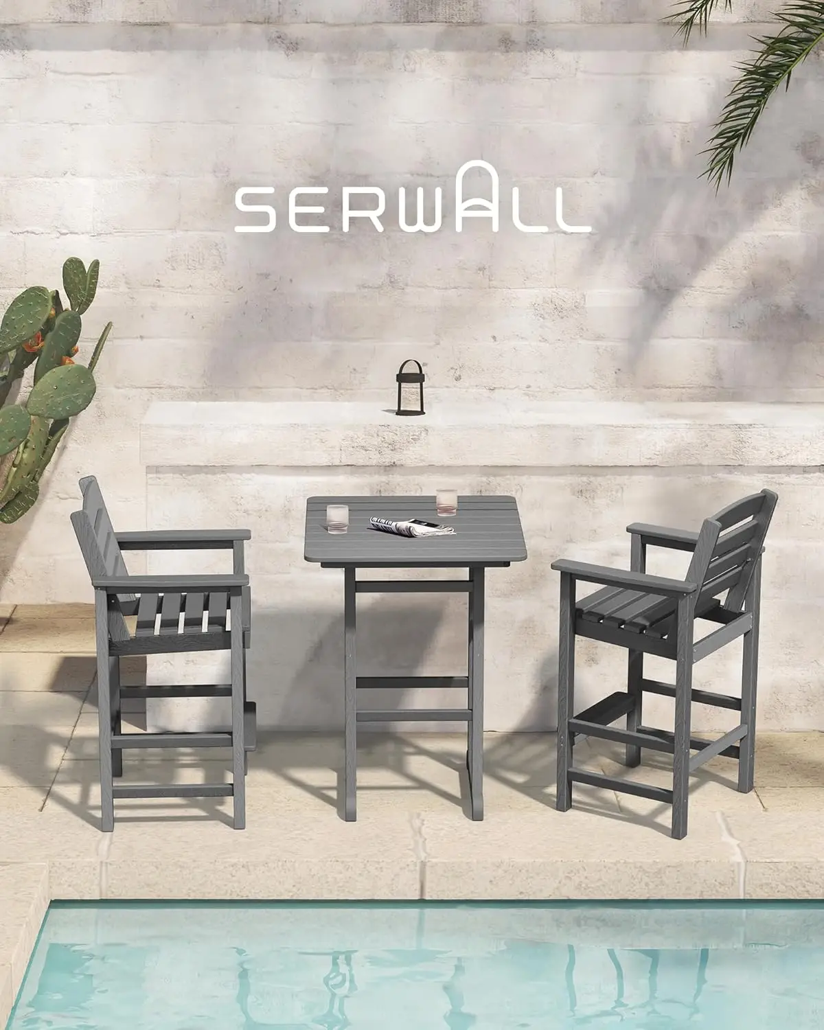 Outdoor Bar Altura Barstools Cadeira Set, Alto Cadeiras Varanda, Conjunto de 2, Barstools para Bistro e Poolside