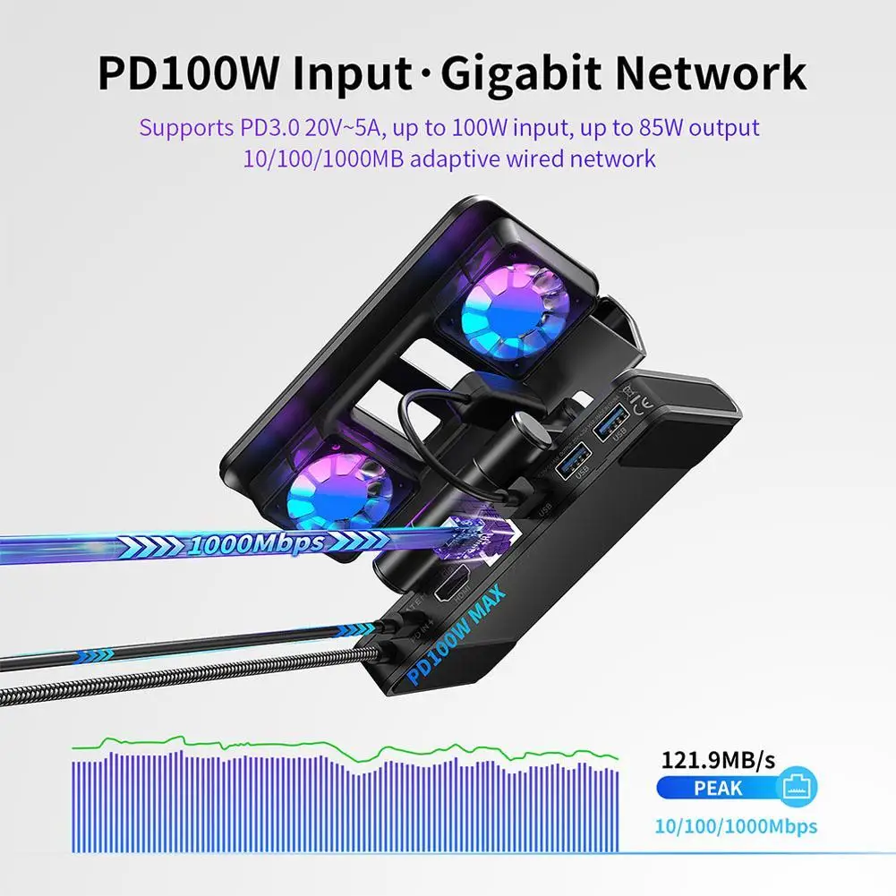 

Switch 2 Dock 6-in-1 With Adjustable Stand-Switch2 Docking Station Dual Fan Cooling Docking With 4K@60Hz HDMI, 1000Mbps Ethernet