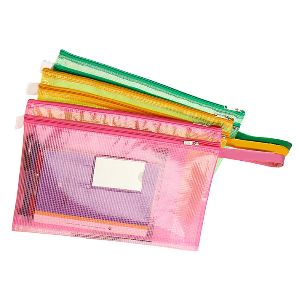

7Pcs File Bags Reinforced PVC Zipper Storage Case Portable Transparent Organizer Pencil Holder for Office School Travel Document