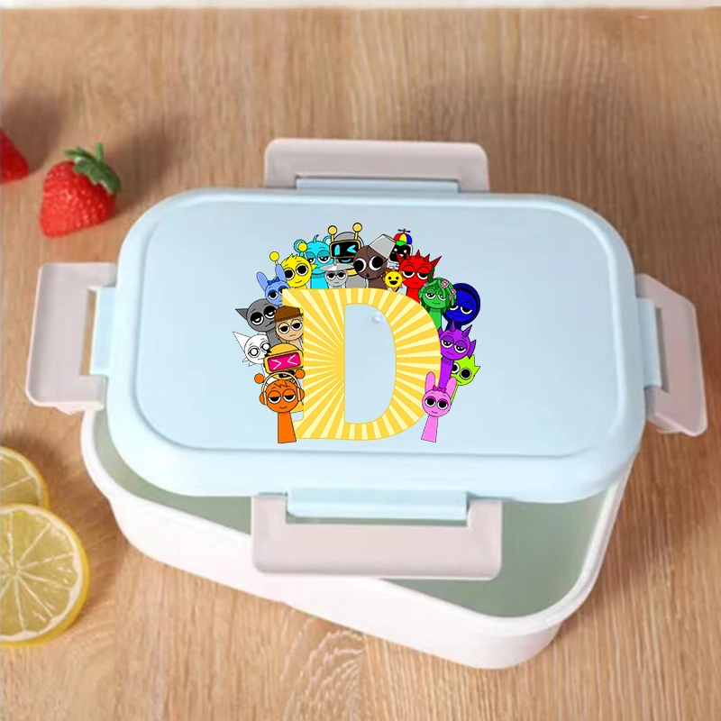 Sprunki Lunch Box Cartoon 26 Letters Print Portable Bento Boxes Man Woman Hermetic Food Crisper Single Layer Capacity Lunch Case view 4