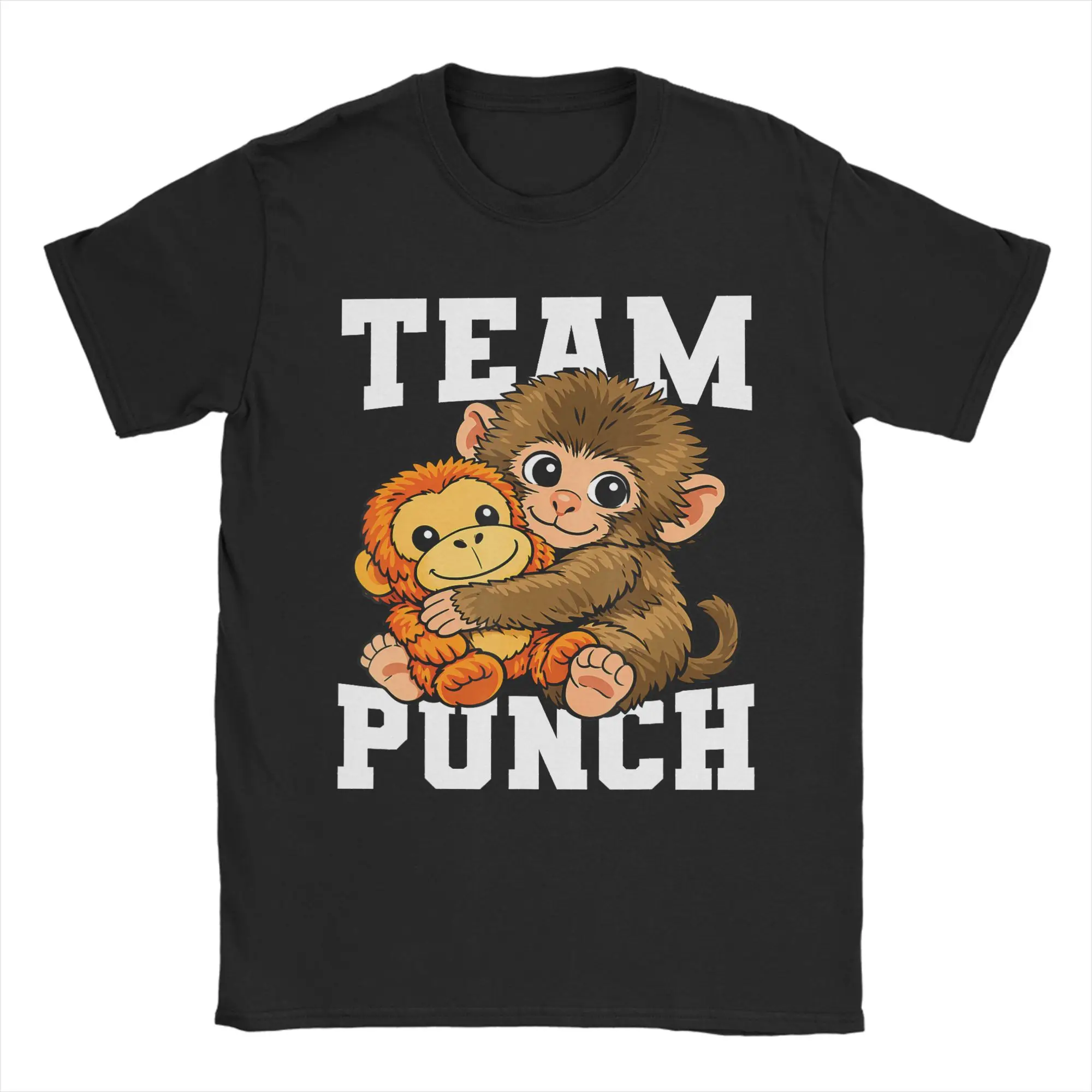 Harajuku T Shirt Summer Team Punch The Abandoned Monkey Panchi Kun Baby Macaque Fashion T-Shirts Pure Cotton Tee Shirt for Man