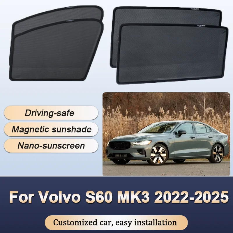 

Sun Shades For Volvo S60 MK3 B4 B5 2022 2023 2024 2025 Sunshades Magnetic Heat insulation Mesh Window Visor Car Accessories