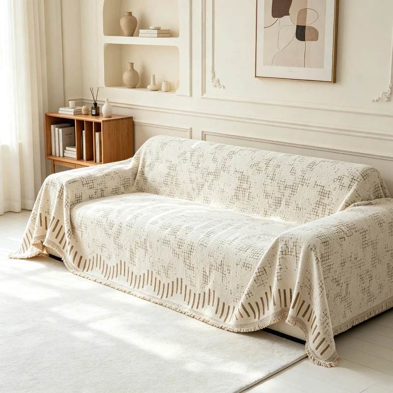 1 Piece Of Interwoven Comfortable Sofa Blanket Pet Friendly Bohemian Style Sofa Protective Cover Home Decoration