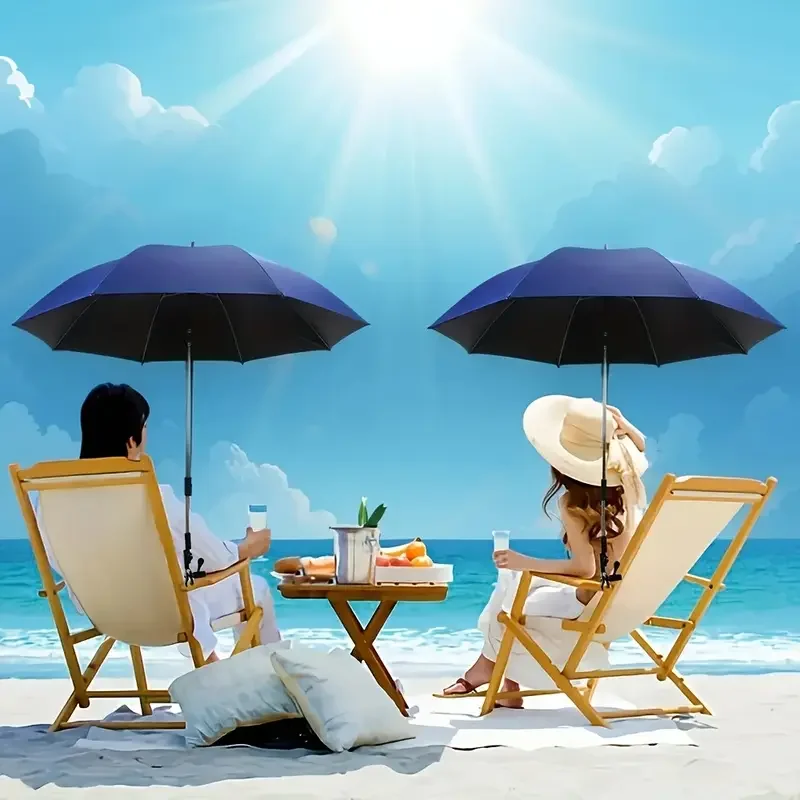 مظلة خارجية محمولة مع مشبك، يمكن استخدامها في سيناريوهات مختلفة، دوران 360 درجة، قابلة للتعديل، مقاومة للحرارة والشمس، مناسبة للتخييم، وكراسي الشاطئ، والكراسي المتحركة، والفناء، وما إلى ذلك