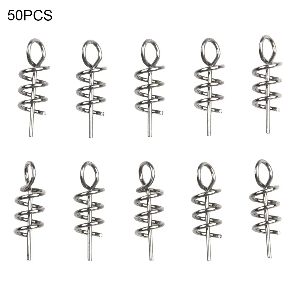 Lock Stitch Lure Pogo Pins Outdoor Silver 14mm 50pcs/pack Crank Hook Lure Soft Bait Spring Lock Pin Functional