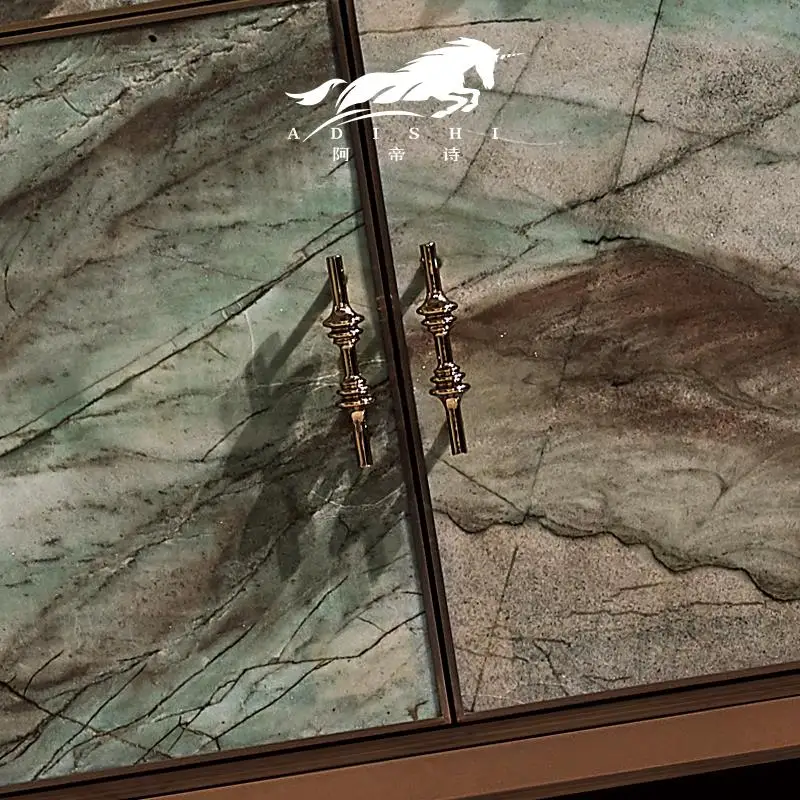 블랙 월넛 원목 식사 옆 캐비닛, 고급 천연 대리석