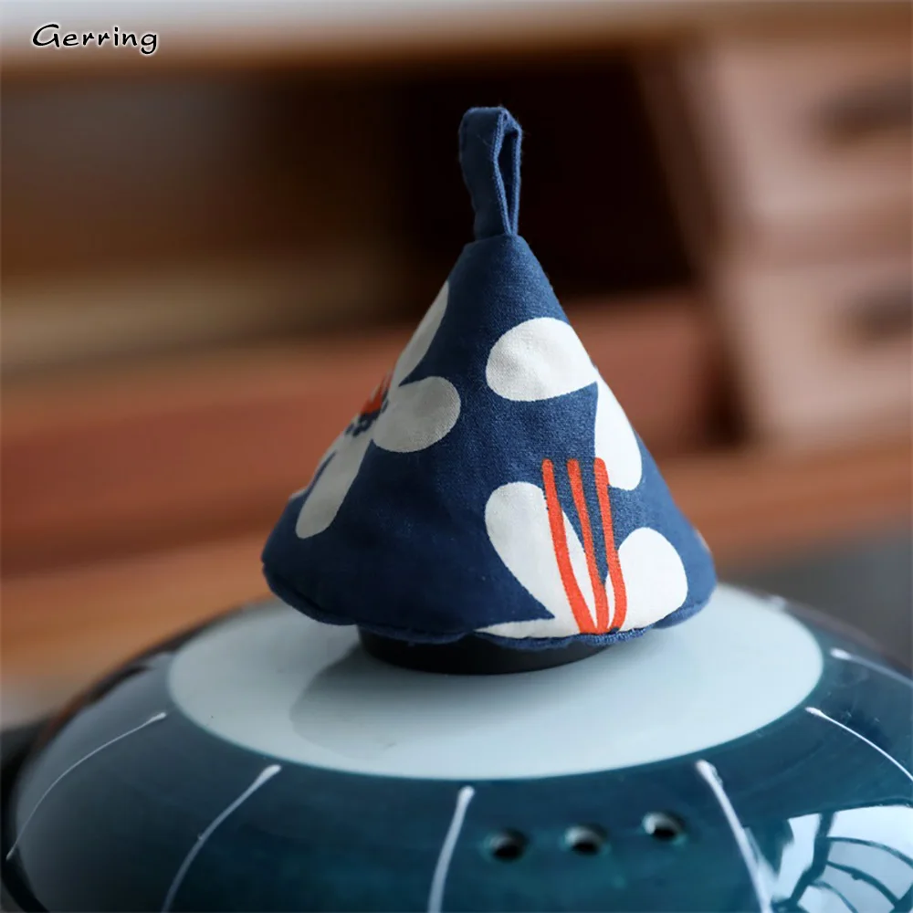 Gerring Lovely Japanese Hot Pot Cap Cotton Triangle Enamel Iron Pot Handle Heat Resistant Cover Kitchen Accessories