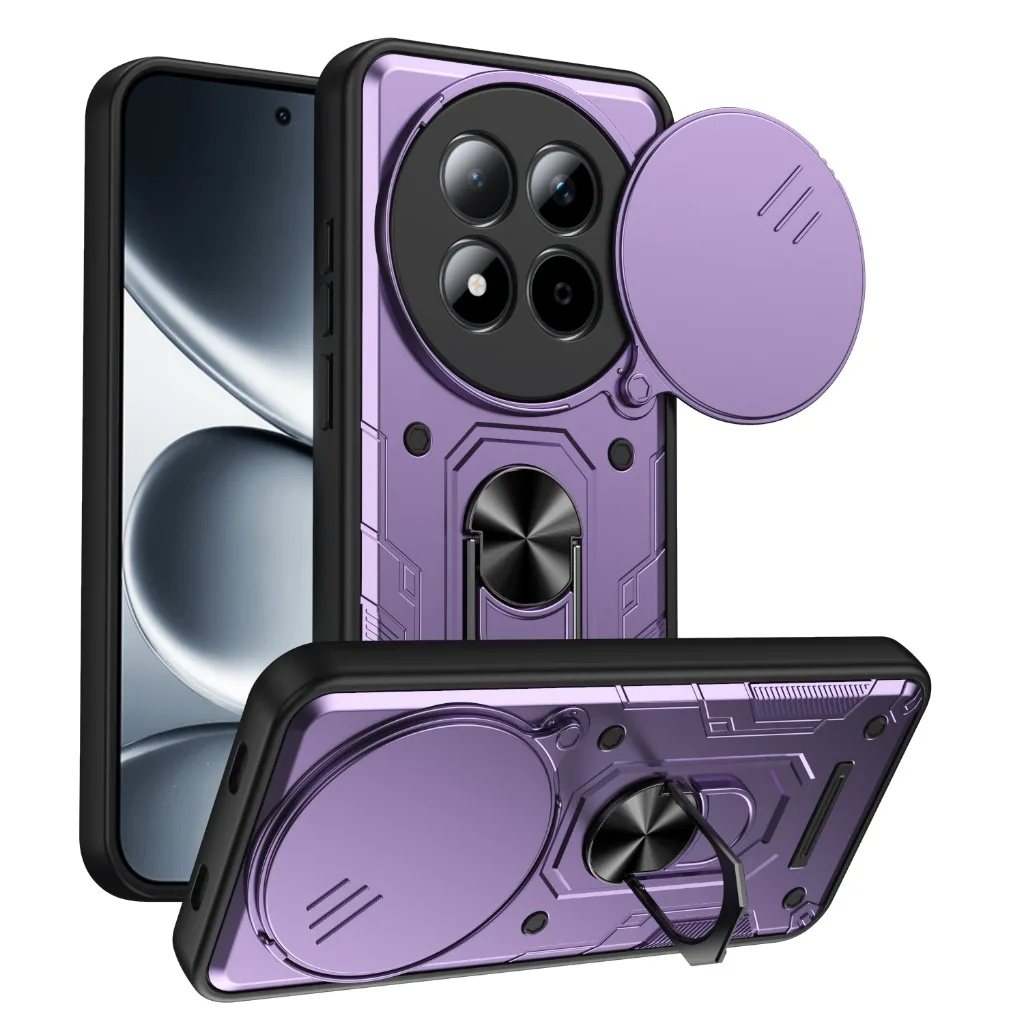 Stoßfeste Panzer-Handyhülle für Redmi Note 15 Pro+ K90 Pro Max mit Schiebe-Kameraschutz 360° °   Drehbarer Ringhalter mit Standfunktion und Schutzhülle