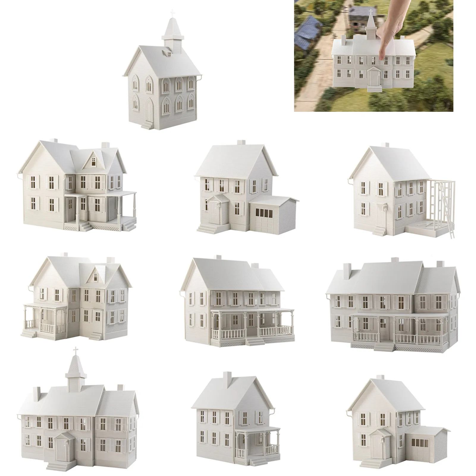 Evemodel O Scale Model House Kit Dwelling School Church Architectural Building White Unassembled JZO7