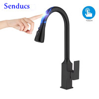 New Arrival Smart Touch on  Kitchen Sink Mixer Faucets with Pull Down Sprayer  Black Sensor Touch on Kitchen Water Faucet