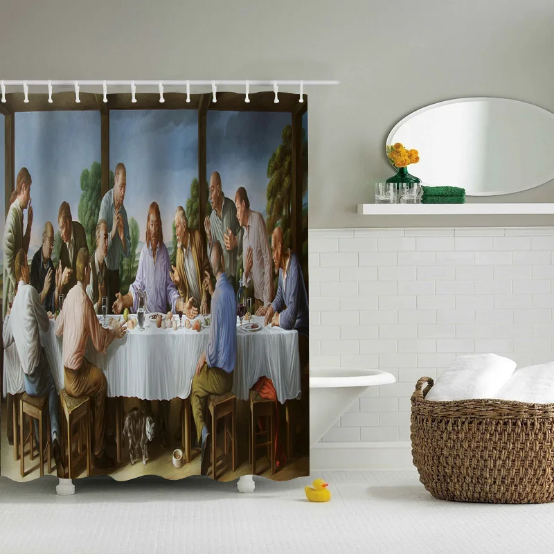 Bathroom Curtains The Last Supper Jesus Christ Home Decor 3D Retro Shower Curtain Waterproof Polyester Blackout Bathtub Screen