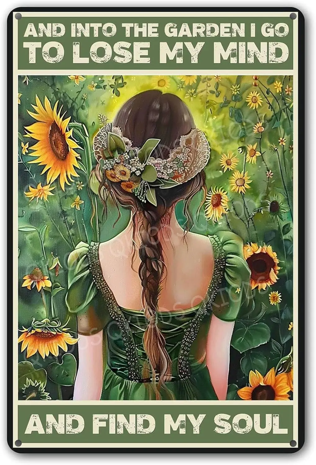 And Into The Garden I Go To Lose My Mind And Find My Soul Funny Aluminum Metal Sign Vintage Tin Sign for Home Living Room Garden