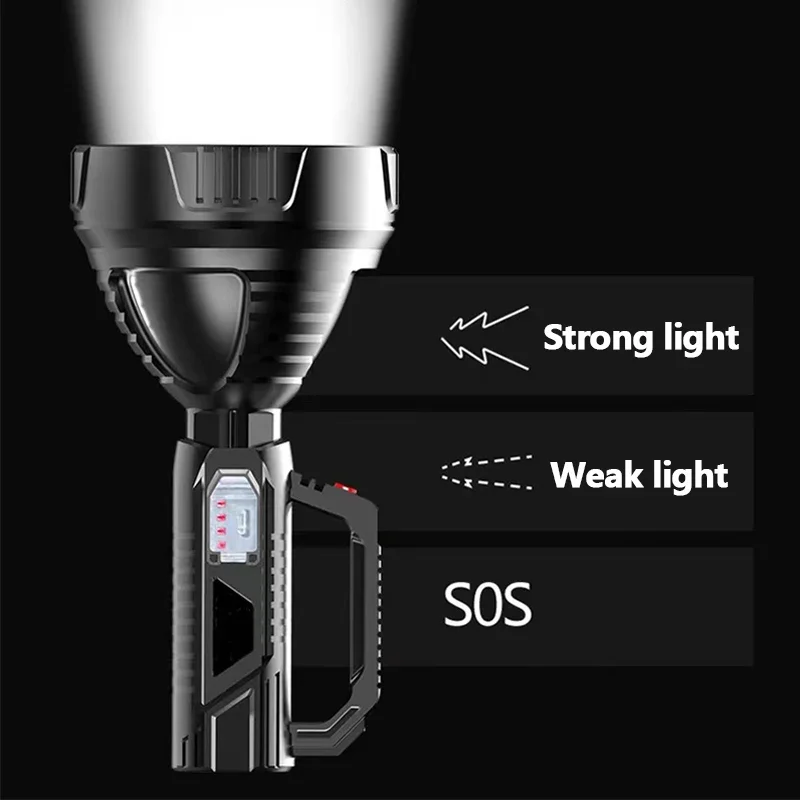 USB Rechargeable Portable Spotlights 4-core P700 Lamp Bead Power Display Large Aperture Waterproof 3-mode Camping Light