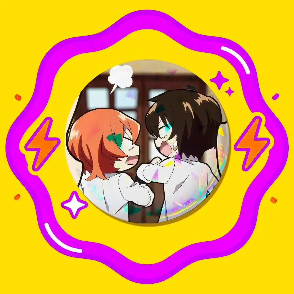 Button Round Metal Brooch Gift Custom For Soukoku Dazai Chuuya Bungo Stray Dogs Enamel Pin Badge Collectible Ita Bag Pins