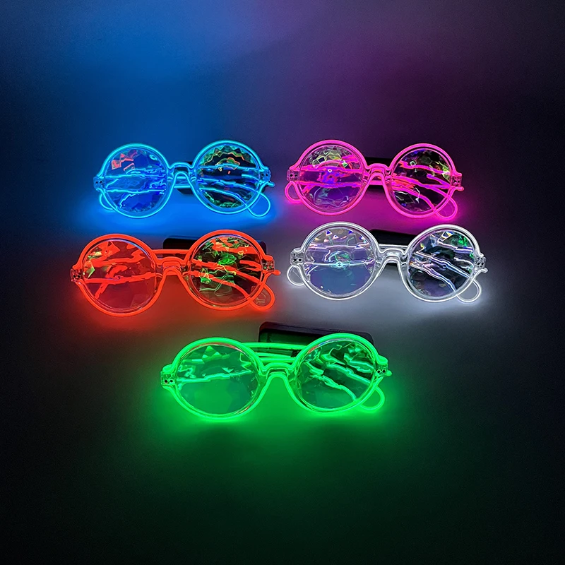 Funny Round Eyeglasses Glow LED Light Glasses For Men Women Bar Disco Decor Eyewear Glasses