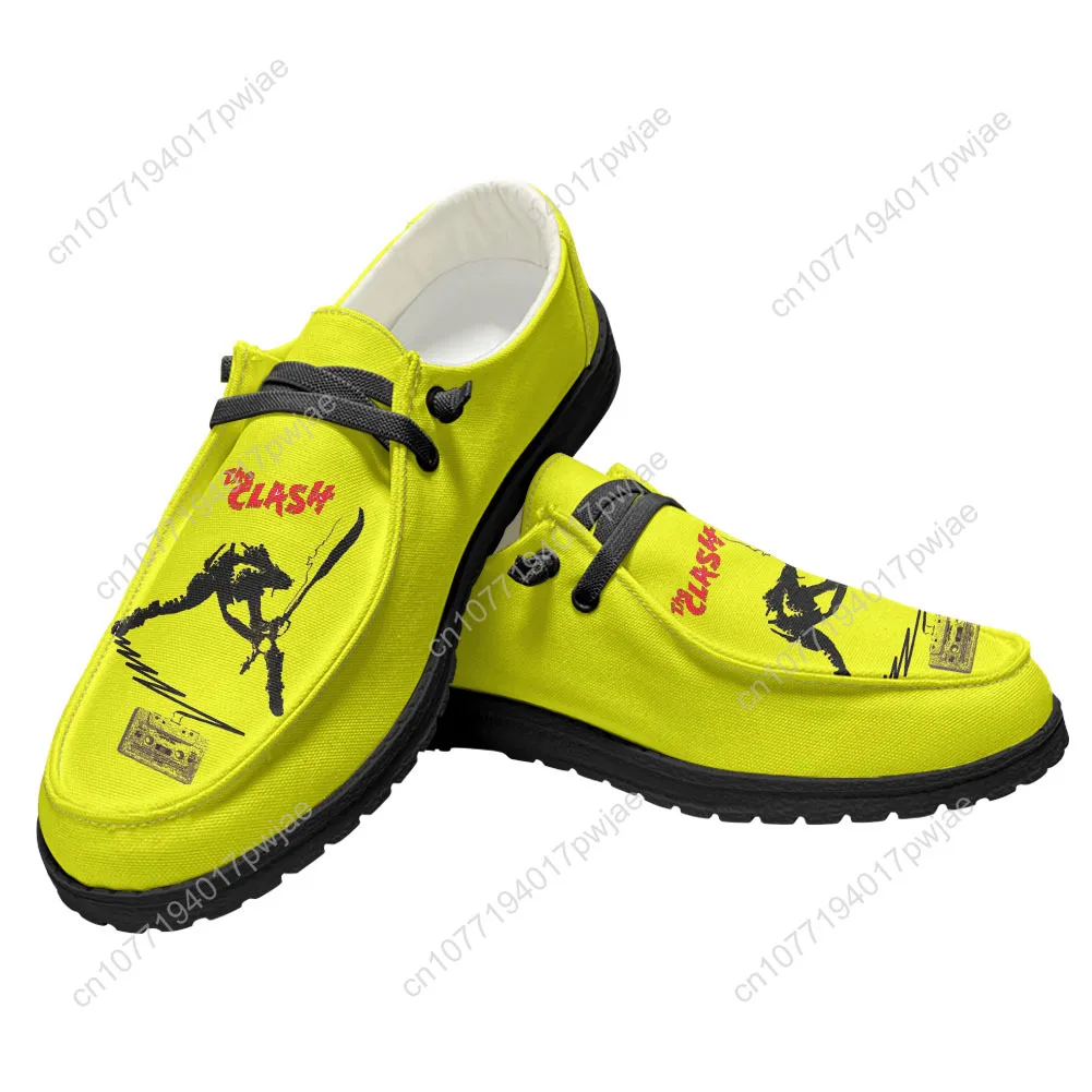 The Clash Rock Band حذاء كاجوال للرجال والنساء حذاء مسطح يسمح بمرور الهواء وخفيف الوزن للزوجين مصنوع حسب الطلب
