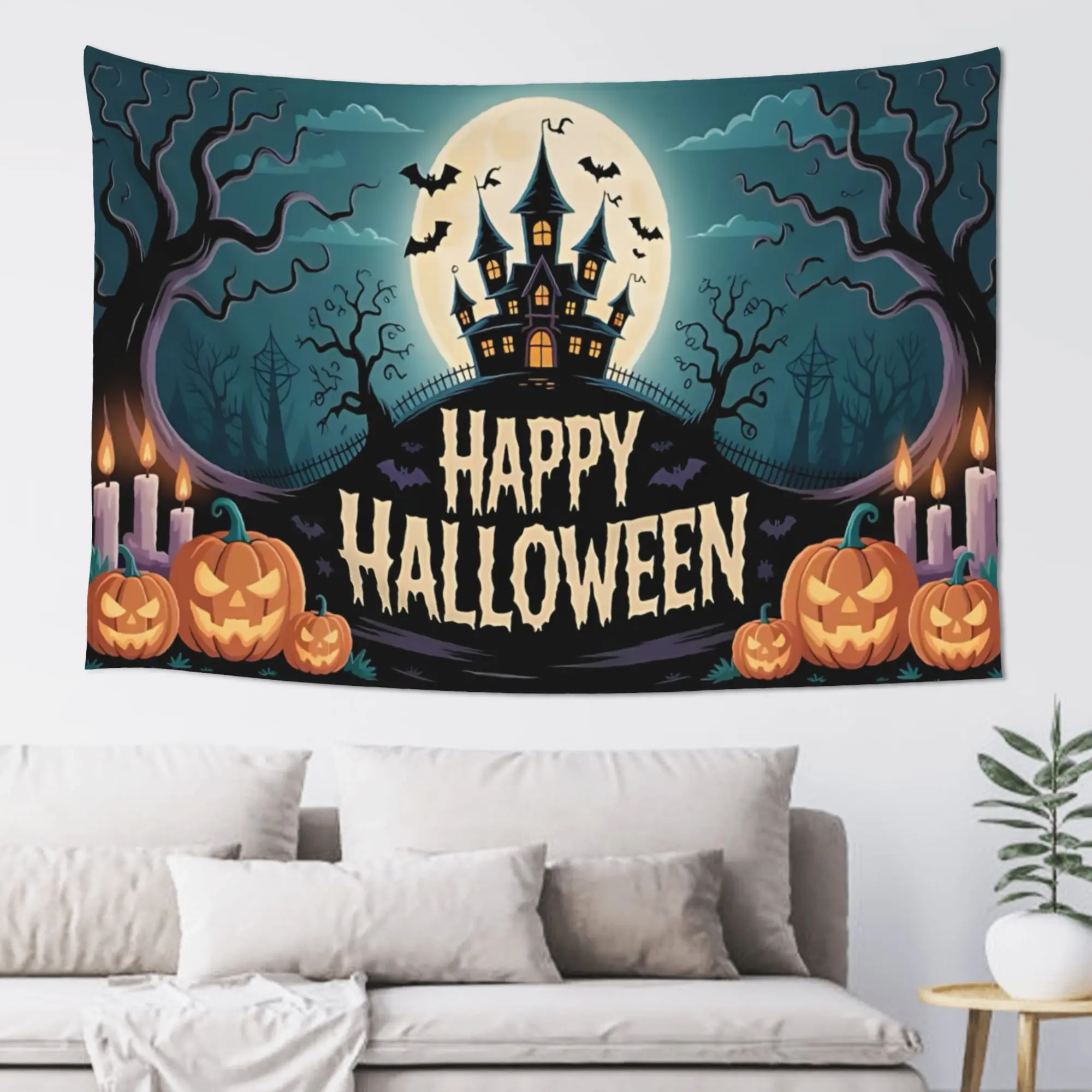 Halloween Sale haunted happy Halloween Customized Tapestry Bedroom Decoration  Wall Hanging Blanket Tapestry Cool Stuff For Room