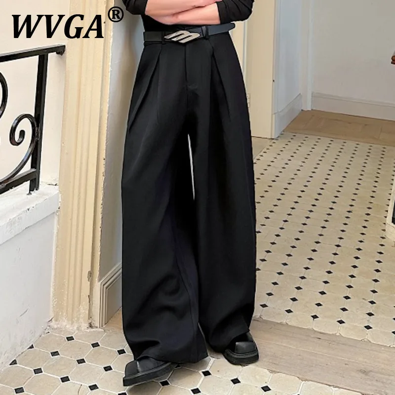 

WVGA Spring Summer Autumn New Men's Tide High Street Pleated Design Trendy Niche Chic Casual Wide Leg Suit Pants Ins Y2K W10328