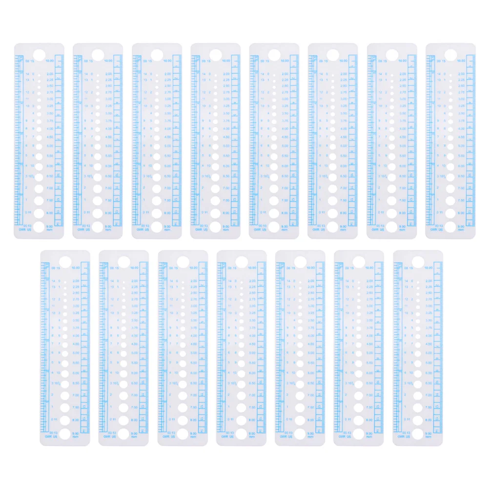 15 Pcs Knitting Ruler Professional Needle Gauge Wear Resistant Portable Small Tools Plastic Measuring Accessories Household