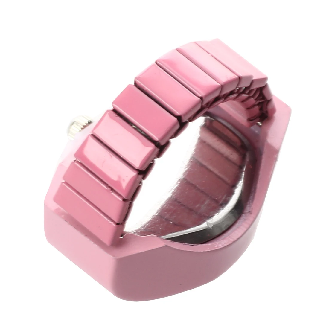 

Durable Women Pink Alloy Quartz Pocket Finger Ring Watch Rhinestone Round Dial