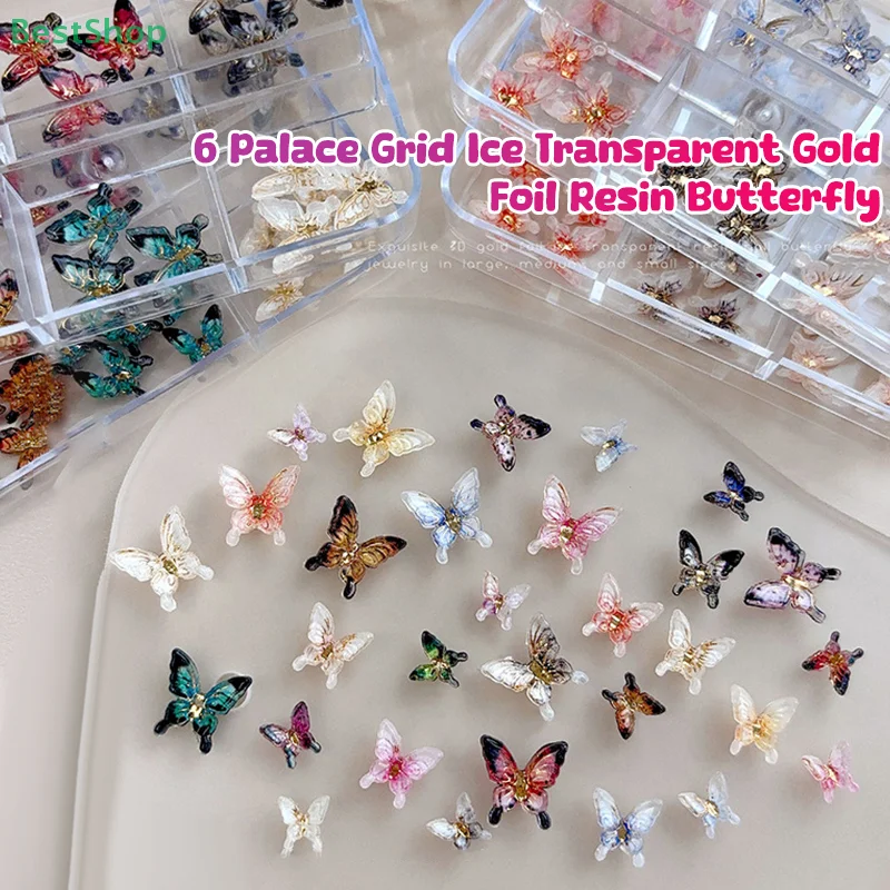 18/24/30 Uds. De dijes de mariposa transparentes multicolores para uñas, resina 3D brillante, mariposa pequeña, decoración artística de uñas para manualidades DIY