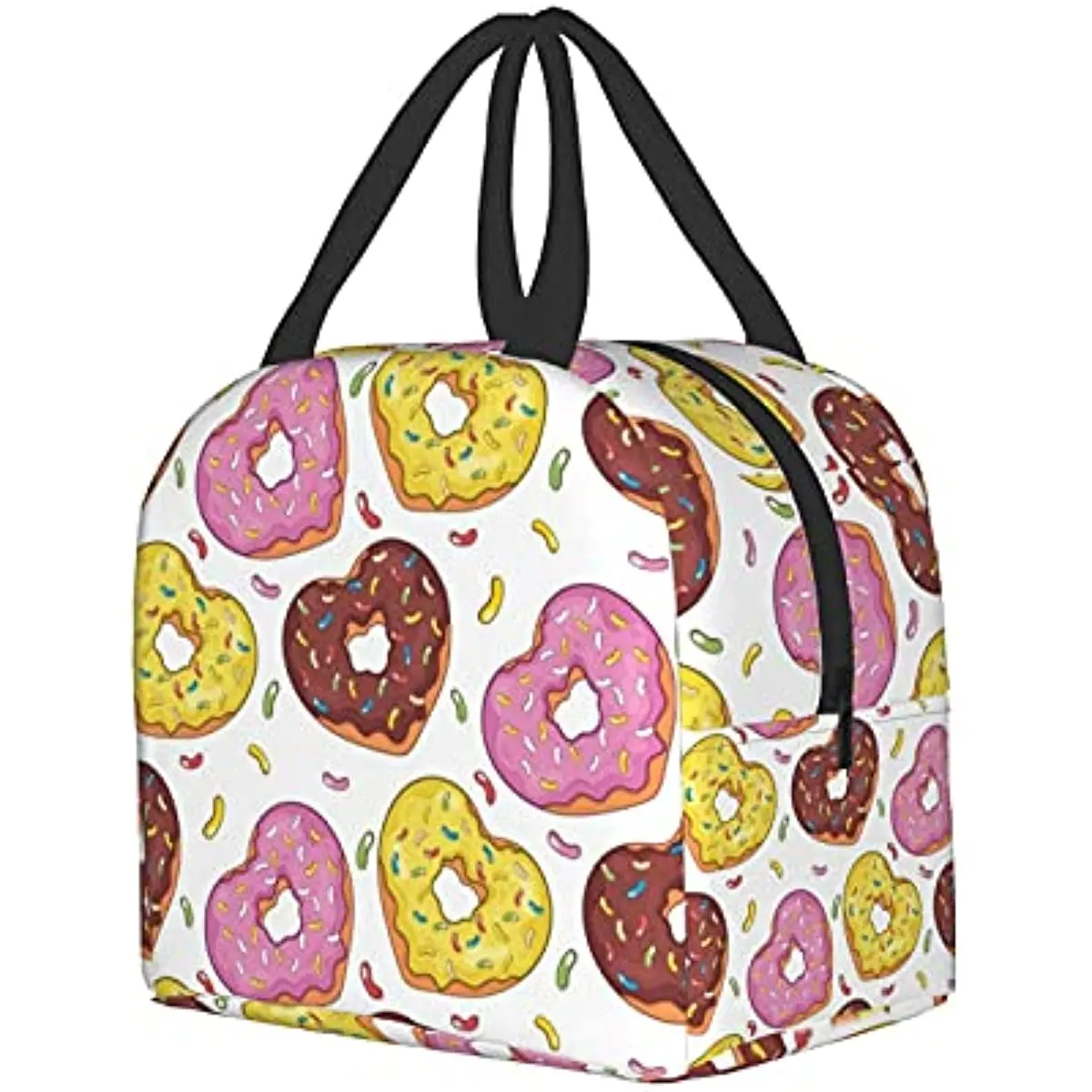 Love Donuts Lunch Box scatole per il pranzo isolate borsa per il pranzo impermeabile borsa per il pranzo riutilizzabile con tasca frontale per la scuola di Picnic in ufficio