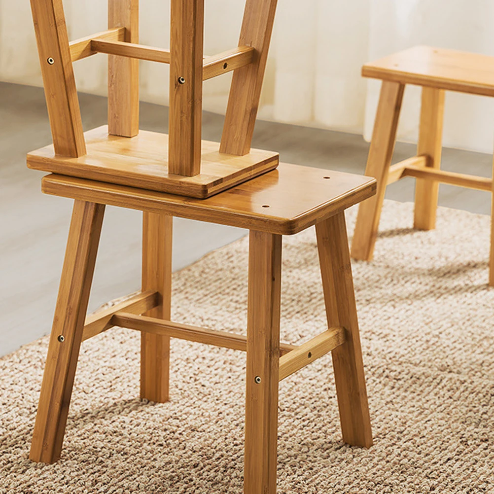 

Bamboo Low Stool Durable Portable Wooden Shoe Changing Kids Stool Lightweight Foldable Home Bathroom Bedroom Living Room Strong
