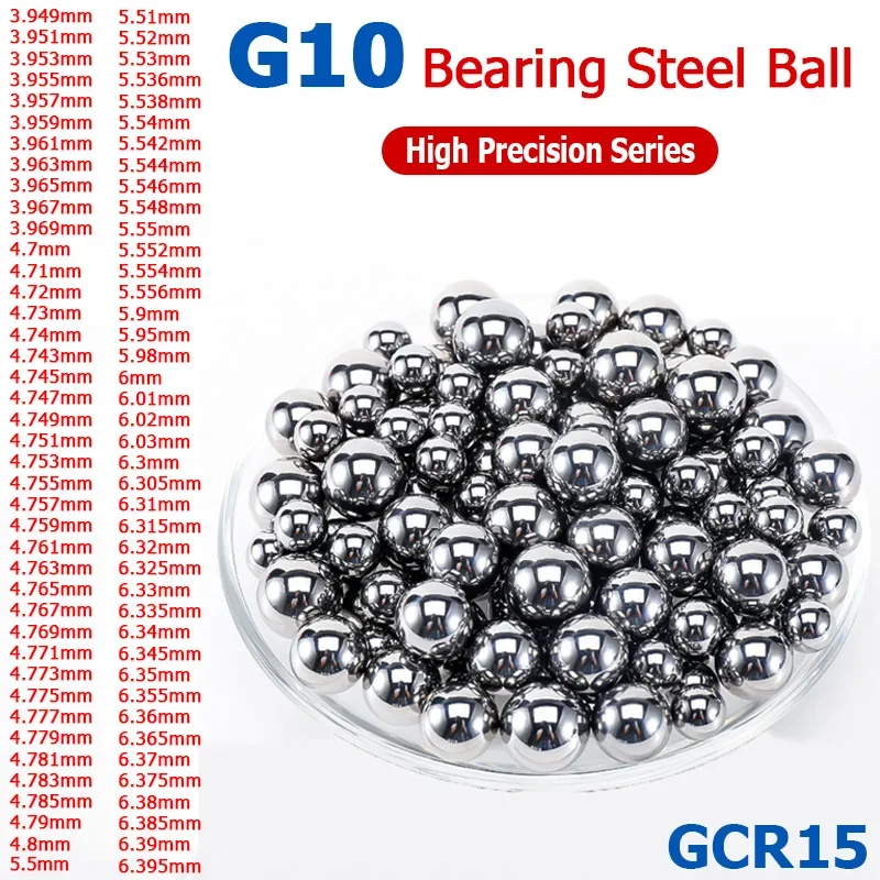 

100-1000pcs 3.95~6.5mm High Precision Steel Balls G10 Bearing Steel GCR15 3.949/3.963/4.7/4.751/4.763/4.8/5.5/5.59/6/6.1/6.35mm