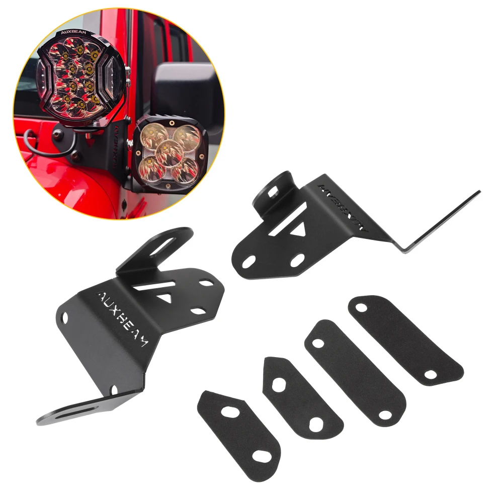 

Кронштейны AUXBEAM Dual A Pillar из железа для крепления световых модулей на стойку A Wrangler JK 2007-2017, M10 / M8, для световых модулей 3-5 дюймов, держатель для крепления на A-стойку