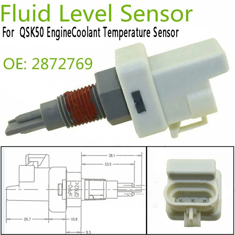 2X Coolant Fluid Level Sensor 2872769 2872768 4928568 For Cummins QSK50 Engine Coolant Temperature Sensor