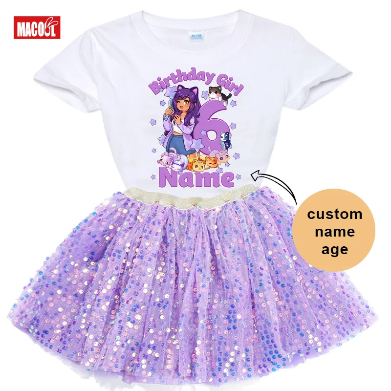 Tenue d'anniversaire personnalisée pour fille, robe tutu avec nom, ensemble jupe tutu pour enfants, tenue de fête pour fille, ensemble tutu personnalisé 5 ans
