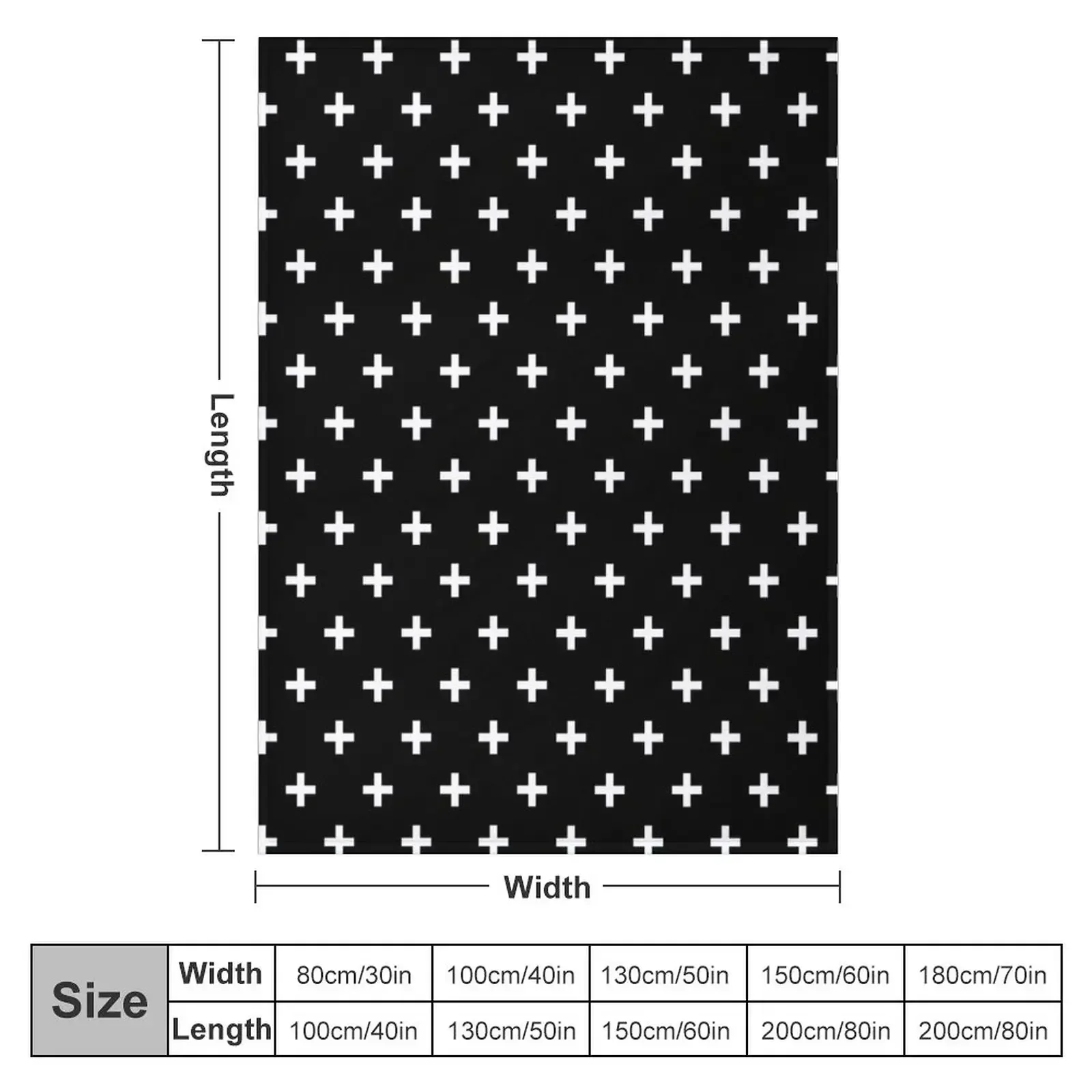 Swiss Cross Black and White Throw Blanket cosplay anime Large Multi-Purpose Blankets